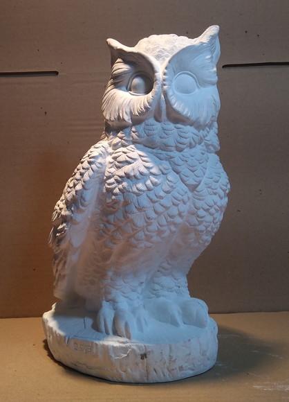 Imagem Coruja Redonda Escultura em Gesso Cru para Pintar