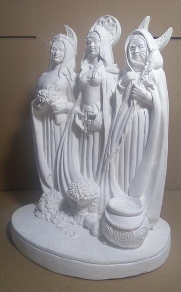 Imagem Deusa Tríplice Escultura Deusa Triplici em Gesso Cru