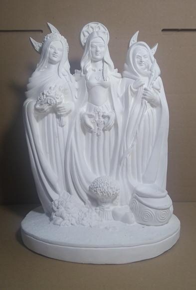 Imagem Deusa Tríplice Escultura Deusa Triplici em Gesso Cru