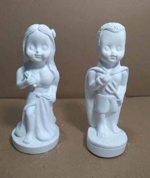 Imagem Exu Baby + Pomba Gira Baby Escultura Casal Crianças