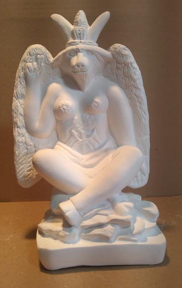 Imagem Exu Belzebu Escultura Bafomé Baphomet Gesso Cru Nova