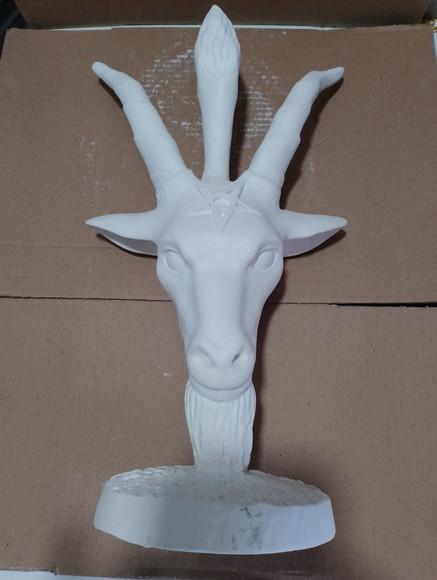 Imagem Exu Belzebu Cabeça Baphomet Bafomé Escultura Nova