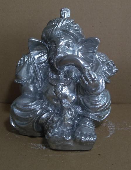 Imagem Ganesha Escultura da Ganesha da Fortuna Hindu Prata