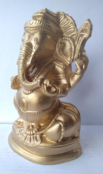 Imagem Ganesha Escultura da Ganesha da Fortuna Hindu Dourada