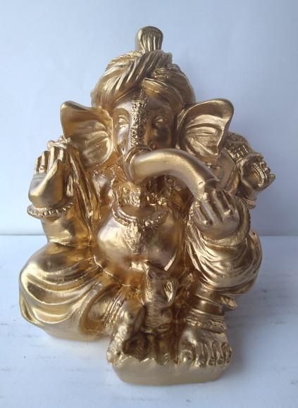 Imagem Ganesha Escultura da Ganesha da Sorte Hindu Dourada