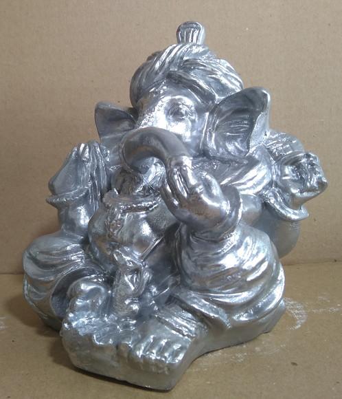 Imagem Ganesha Escultura da Ganesha da Fortuna Hindu Prata