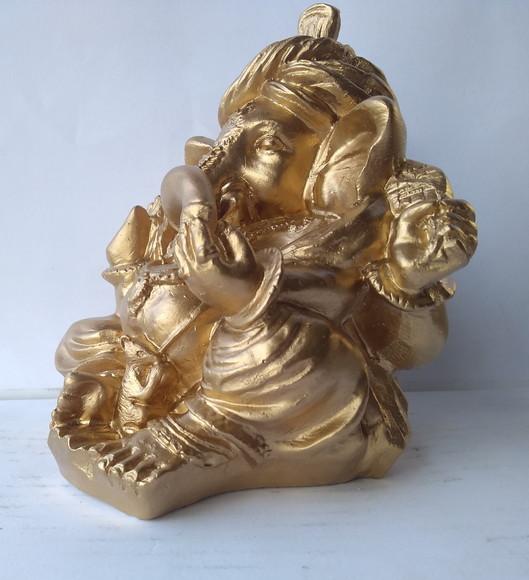 Imagem Ganesha Escultura da Ganesha da Sorte Hindu Dourada