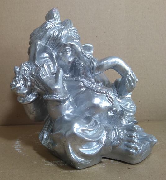 Imagem Ganesha Escultura da Ganesha da Fortuna Hindu Prata