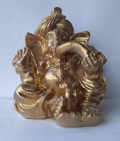 Imagem Ganesha Escultura da Ganesha da Sorte Hindu Dourada