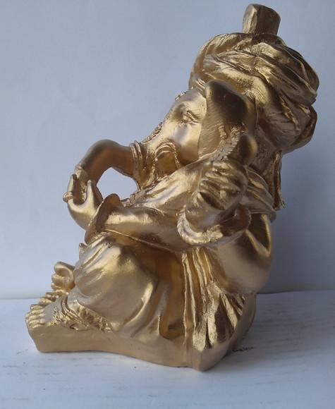 Imagem Ganesha Escultura da Ganesha da Sorte Hindu Dourada