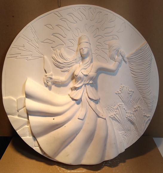 Imagem Iansã Escultura Placa de Parede Orixá Yansã Mandala