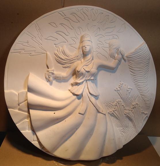Imagem Iansã Escultura Placa de Parede Orixá Yansã Mandala