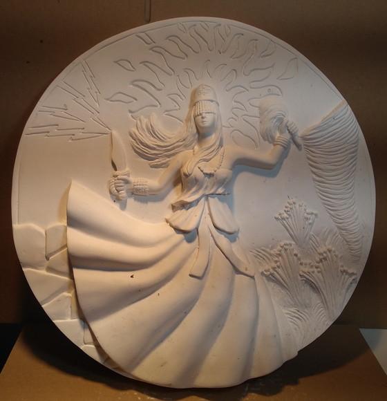 Imagem Iansã Escultura Placa de Parede Orixá Yansã Mandala