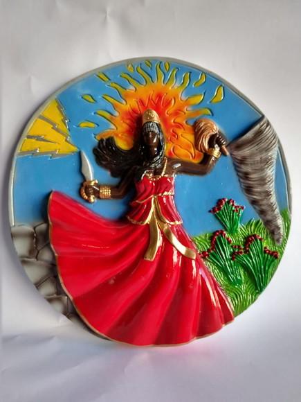 Imagem Mandala de Yansã Orixá Escultura Yansã Placa Parede