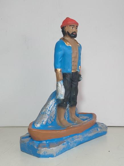 Imagem Martin Pescador com Barco Escultura em Gesso Puro