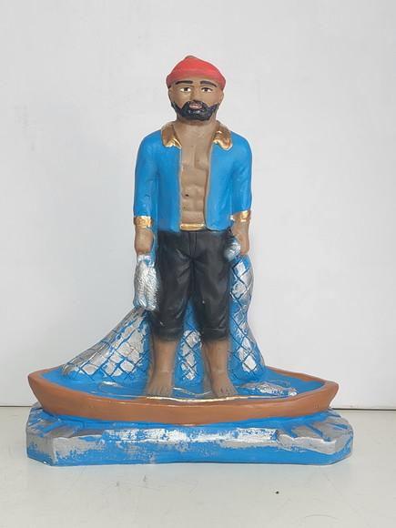 Imagem Martin Pescador com Barco Escultura em Gesso Puro