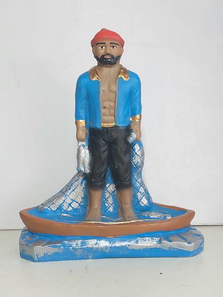 Imagem Martin Pescador com Barco Escultura em Gesso Puro
