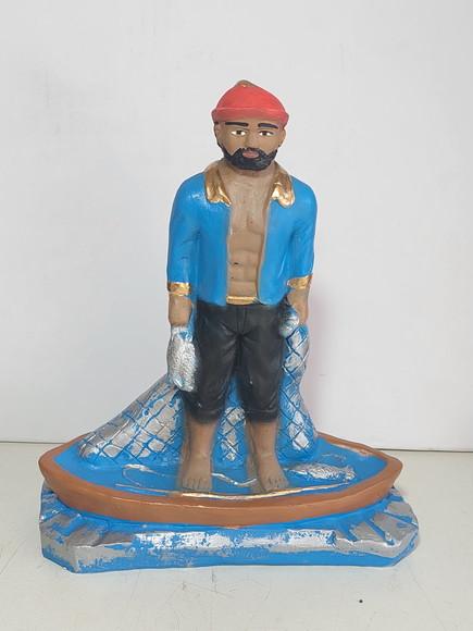 Imagem Martin Pescador com Barco Escultura em Gesso Puro