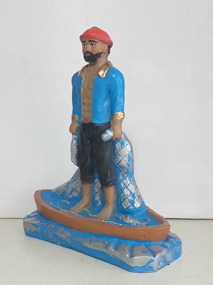 Imagem Martin Pescador com Barco Escultura em Gesso Puro