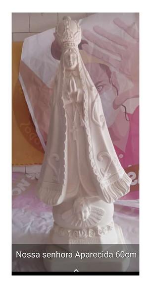 Imagem Nossa Senhora Aparecida Escultura em Gesso Cru 60cm