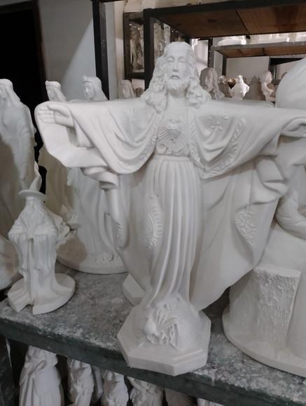 Imagem Oxalá Escultura Cristo de Braços Abertos Grande 60cm