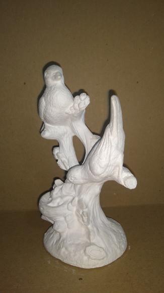 Imagem Pássaro Rouxinol Escultura em Gesso Cru para Pintar