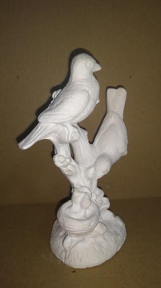 Imagem Pássaro Rouxinol Escultura em Gesso Cru para Pintar