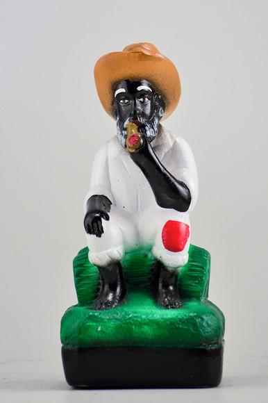 Imagem Preto Velho Pai João com Chapéu Escultura em Gesso
