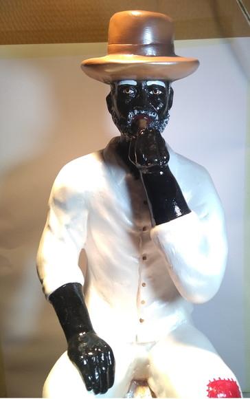 Imagem Preto Velho Pai João Escultura Grande com Chapéu 65cm