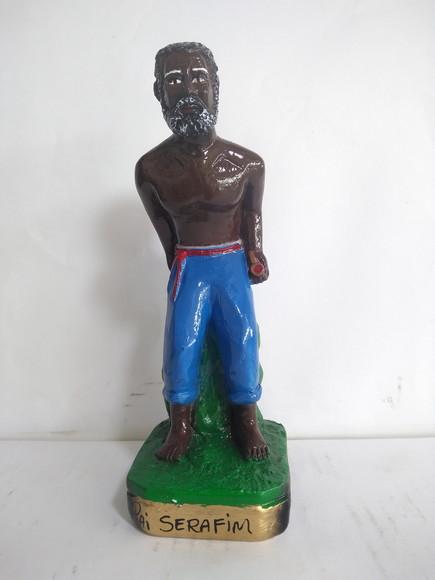 Imagem Preto Velho Pai Serafim Escultura Baiano Serafim