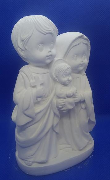 Imagem Sagrada Família Baby Escultura em Gesso Cru Baby