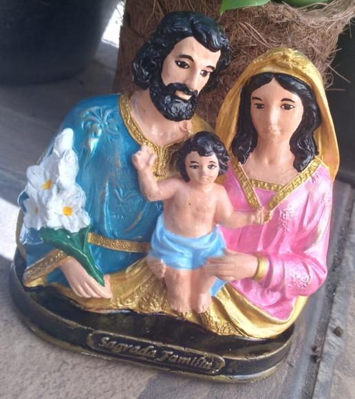 Imagem Sagrada Família Escultura Pintura Especial a Mão
