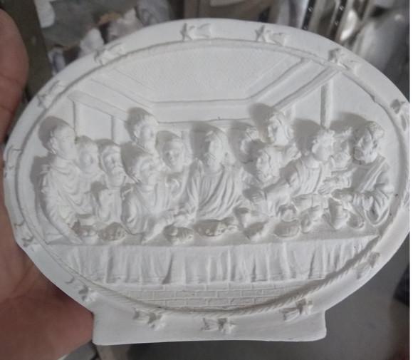 Imagem Santa Ceia Escultura de Mesa em Gesso Cru para Pintar