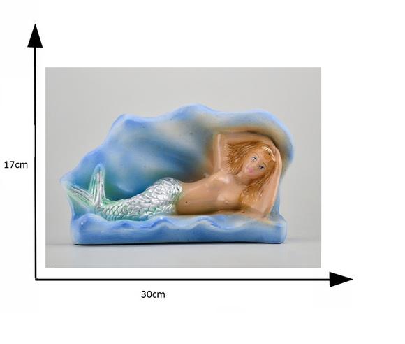 Imagem Sereia na Concha Escultura em Gesso Puro Peça Grande