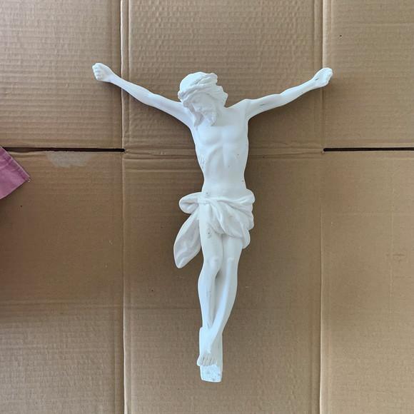 Jesus Cristo Crucificado Imagem Corpo Cristo Gesso Cru 40cm