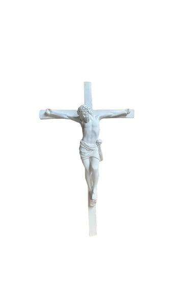 Jesus Cristo Crucificado Imagem Cristo na Cruz em Gesso Cru