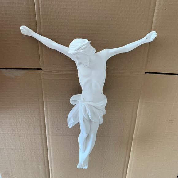 Jesus Cristo Crucificado Imagem Corpo Cristo Gesso Cru 40cm
