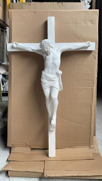 Jesus Cristo Crucificado Imagem Cristo na Cruz em Gesso Cru