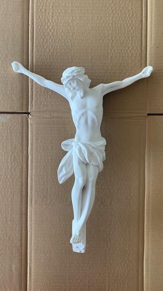 Jesus Cristo Crucificado Imagem Corpo Cristo Gesso Cru 40cm