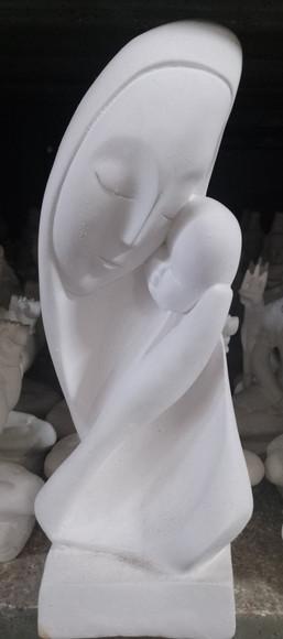 Madona Imagem Madona Moderna Lisa Escultura em Gesso Cru