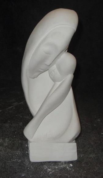 Madona Imagem Madona Moderna Lisa Escultura em Gesso Cru