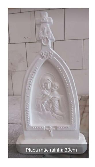 Mãe Rainha Imagem Mãe Rainha Placa de Mesa em Gesso Cru 30cm