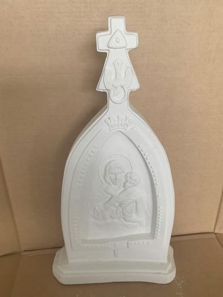 Mãe Rainha Imagem Mãe Rainha Placa de Mesa em Gesso Cru 30cm