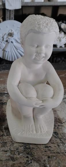 Menino Ere Imagem Criança Uere Escultura em Gesso Cru