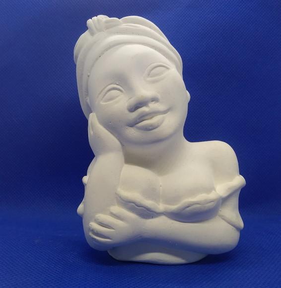 Namoradeira do Turbante Imagem Namoradeira 12cm em Gesso Cru