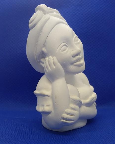 Namoradeira do Turbante Imagem Namoradeira 12cm em Gesso Cru