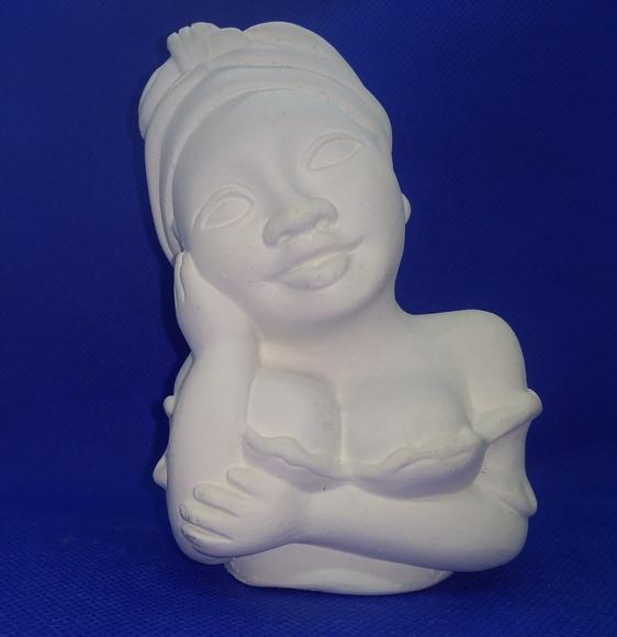 Namoradeira do Turbante Imagem Namoradeira 12cm em Gesso Cru