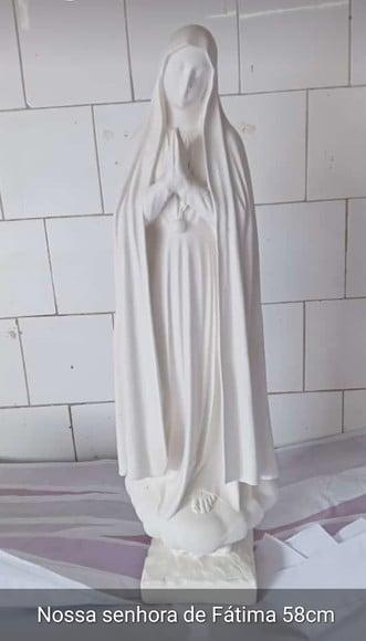 Nossa Senhora de Fátima Imagem N Sra Fatima Gesso Cru 58cm