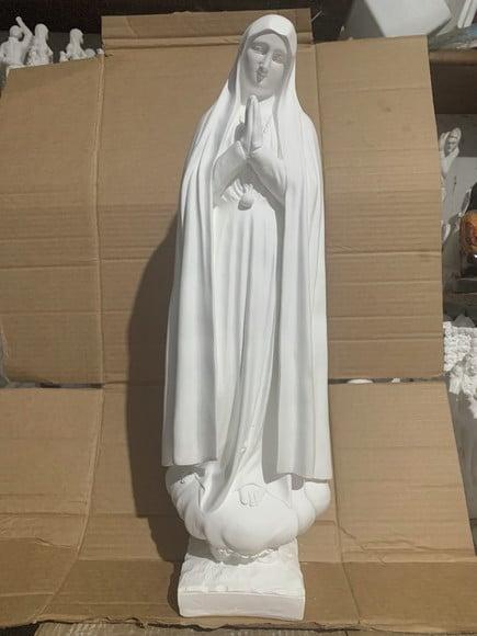 Nossa Senhora de Fátima Imagem N Sra Fatima Gesso Cru 58cm