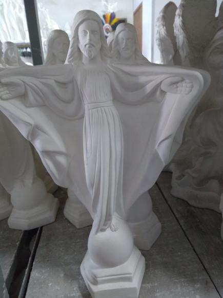 Oxalá Imagem Cristo de Braços Aberto em Gesso Cru